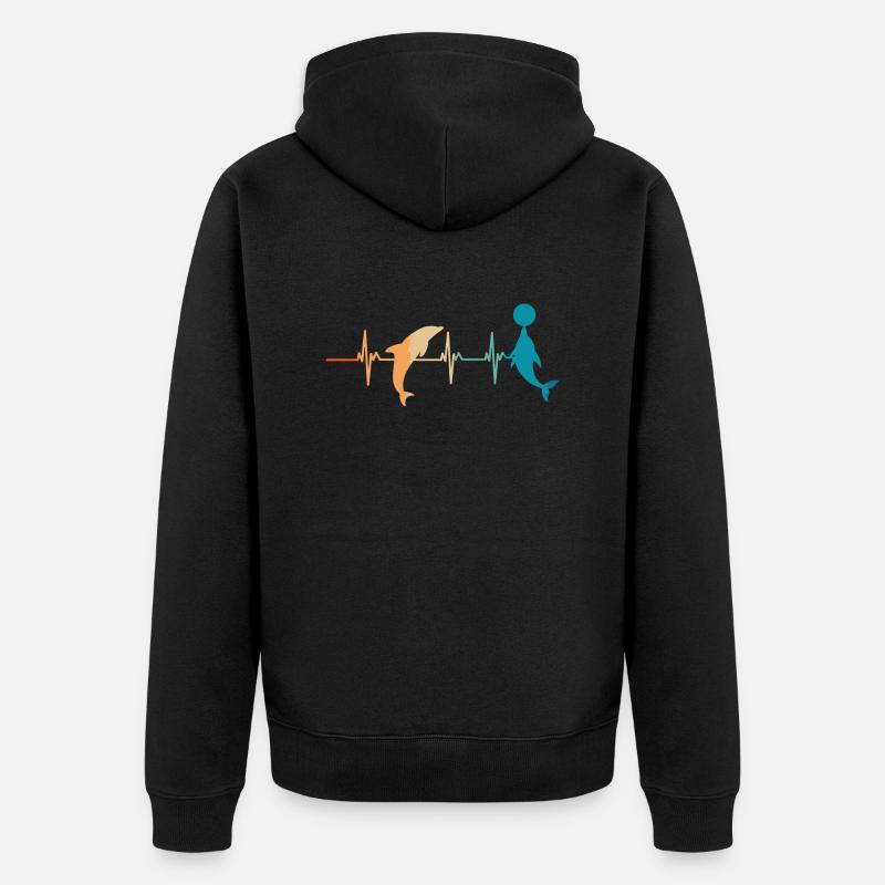 Battement de cœur dauphin - Veste à capuche bio Premium Unisexe - noir