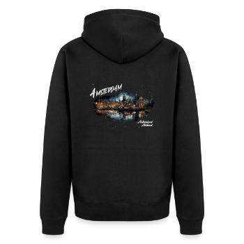 Amsterdam Ville Pays-Bas Pays-Bas - Veste à capuche bio Premium Unisexe - noir - Dos - Nico (187cm)