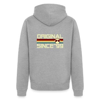 Seit 99 - Unisex Premium Bio Zip Hoodie - Grau meliert - Hinten - Nico (187cm)