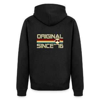 Since 76 - Unisex Premium Organic Zip Hoodie - black - Back - Nico (187cm)