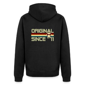 Seit 71 - Unisex Premium Bio Zip Hoodie - Schwarz - Hinten - Nico (187cm)