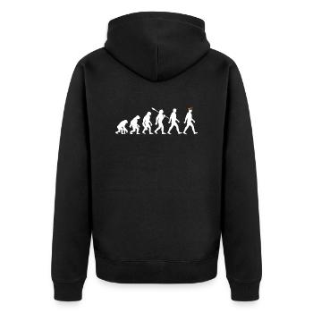Evolution - Karneval - Narrenkappe - Verkleidung - Unisex Premium Bio Zip Hoodie - Schwarz - Hinten - Nico (187cm)