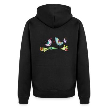 Bunte Vögel - Unisex Premium Bio Zip Hoodie - Schwarz - Hinten - Nico (187cm)