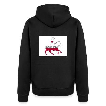 California State Flag Cowboy - Unisex Premium Organic Zip Hoodie - black - Back - Nico (187cm)