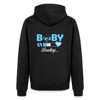 baby loading 2024 - Unisex Premium Bio Zip Hoodie - Schwarz - Hinten - Nico (187cm)