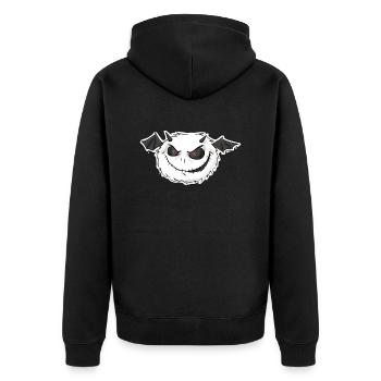 Grummelhummel Teufel - Unisex Premium Bio Zip Hoodie - Schwarz - Hinten - Nico (187cm)