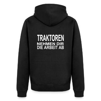 Traktor - Unisex Premium Bio Zip Hoodie - Schwarz - Hinten - Nico (187cm)