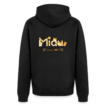 Meow lettering with cats - Unisex Premium Organic Zip Hoodie - black - Back - Nico (187cm)