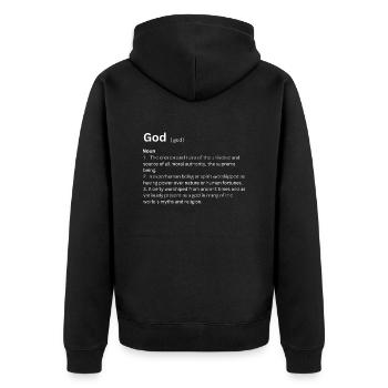 God Dictionary - Unisex Premium Organic Zip Hoodie - black - Back - Nico (187cm)