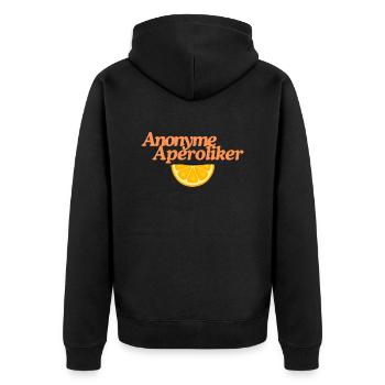 Anonyme Aperoliker - Unisex Premium Bio Zip Hoodie - Schwarz - Hinten - Nico (187cm)