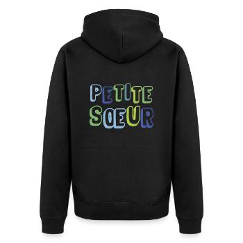 Petite sœur, naissance, grossesse - Veste à capuche bio Premium Unisexe - noir - Dos - Nico (187cm)