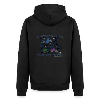 Polizeigewalt stoppen - Unisex Premium Bio Zip Hoodie - Schwarz - Hinten - Nico (187cm)