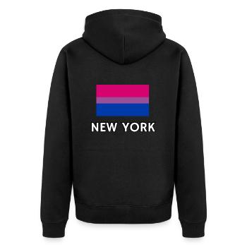 Bi Pride Flag New York - Unisex Premium Organic Zip Hoodie - black - Back - Nico (187cm)
