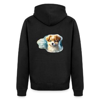 The Essence Of Love Puppy - Unisex Premium Organic Zip Hoodie - black - Back - Nico (187cm)