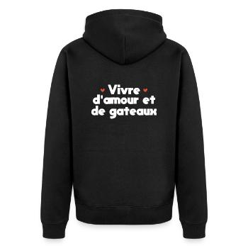 Vivre d'amour et de gateaux - Veste à capuche bio Premium Unisexe - noir - Dos - Nico (187cm)