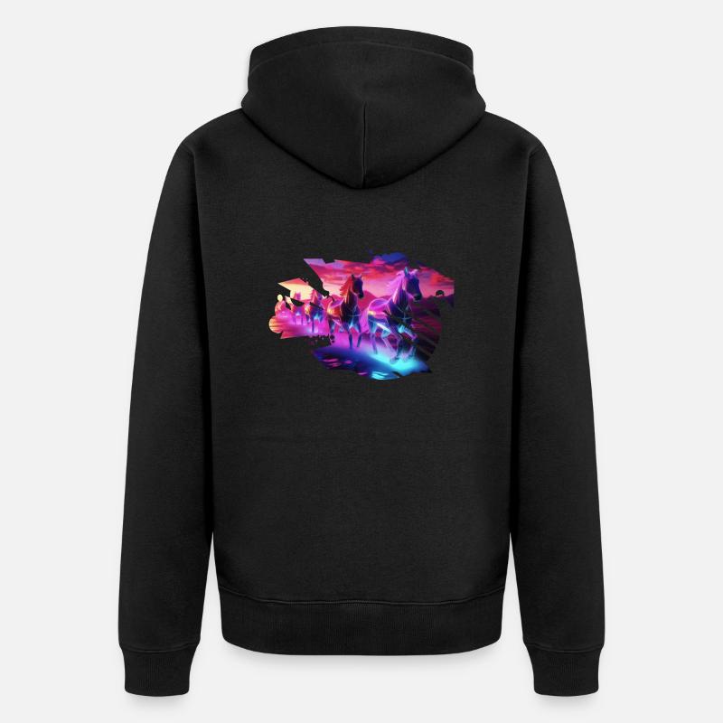 Troupeau électrique - Synthwave Horses - Veste à capuche bio Premium Unisexe - noir