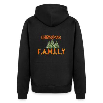 Christmas F.A.M.I.L.Y Graphic Tee - Unisex Premium Organic Zip Hoodie - black - Back - Nico (187cm)