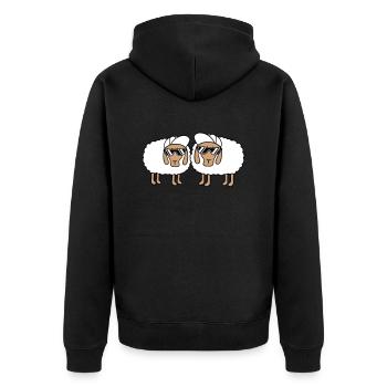 Zwei Schafe Sonnenbrille 2 Cappy Mütze Sommer Crew - Unisex Premium Bio Zip Hoodie - Schwarz - Hinten - Nico (187cm)