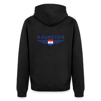 Asunción Souvenir T-Shirt - Unisex Premium Bio Zip Hoodie - Schwarz - Hinten - Nico (187cm)