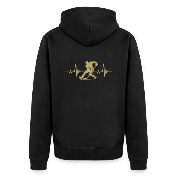 Eishockey Herzschlag - Unisex Premium Bio Zip Hoodie - Schwarz - Hinten - Nico (187cm)