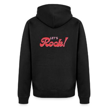 Let's Rock - Rock & Roll - Unisex Premium Bio Zip Hoodie - Schwarz - Hinten - Nico (187cm)