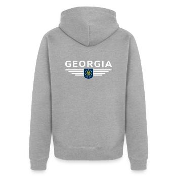 Georgia Fan T-Shirt – Südstaaten-Flair - Unisex Premium Bio Zip Hoodie - Grau meliert - Hinten - Nico (187cm)