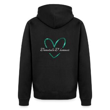 Brautjungfer mit glitzerndem grünem Herz - Unisex Premium Bio Zip Hoodie - Schwarz - Hinten - Nico (187cm)