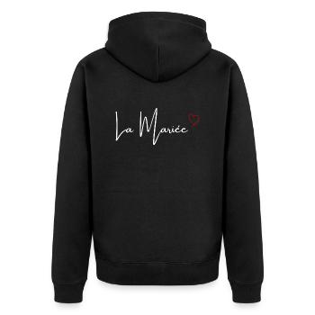 Die rote Herzbraut - Unisex Premium Bio Zip Hoodie - Schwarz - Hinten - Nico (187cm)