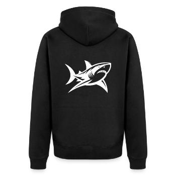 Le requin des profondeurs rencontre le tatouage Sharp et élégant - Veste à capuche bio Premium Unisexe - noir - Dos - Nico (187cm)