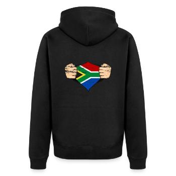 Südafrika Flagge Design used - Unisex Premium Bio Zip Hoodie - Schwarz - Hinten - Nico (187cm)