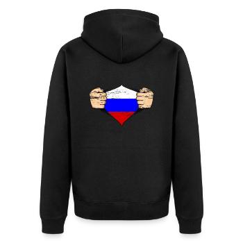 Russia flag design used - Unisex Premium Organic Zip Hoodie - black - Back - Nico (187cm)