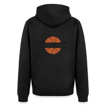 Basketball Namensschild - Unisex Premium Bio Zip Hoodie - Schwarz - Hinten - Nico (187cm)