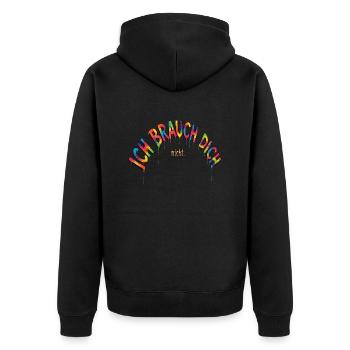 Ich brauch dich nicht - Unisex Premium Organic Zip Hoodie - black - Back - Nico (187cm)