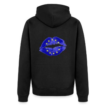 Kiss (EU) - Unisex Premium Organic Zip Hoodie - black - Back - Nico (187cm)