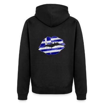Kiss (Grèce) - Veste à capuche bio Premium Unisexe - noir - Dos - Nico (187cm)