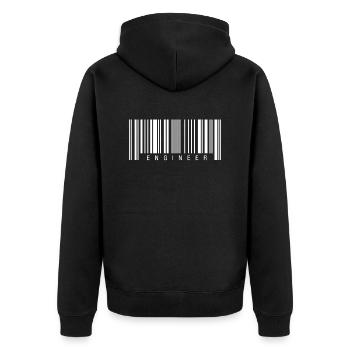 Engineer Barcode - Unisex Premium Organic Zip Hoodie - black - Back - Nico (187cm)
