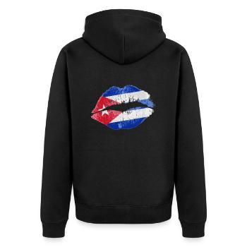 Kiss (Cuba) - Unisex Premium Organic Zip Hoodie - black - Back - Nico (187cm)
