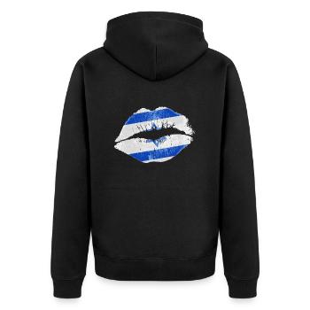 Kiss (Israel) - Unisex Premium Organic Zip Hoodie - black - Back - Nico (187cm)