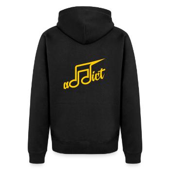 Addict Music - Unisex Premium Bio Zip Hoodie - Schwarz - Hinten - Nico (187cm)