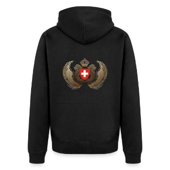 schweiz-flugel - Unisex Premium Bio Zip Hoodie - Schwarz - Hinten - Nico (187cm)