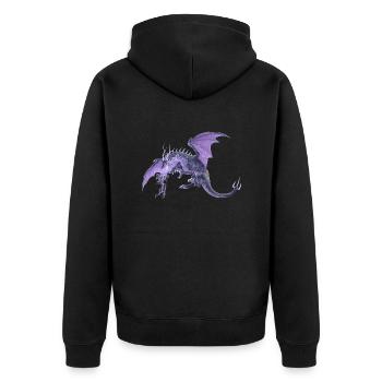 lightning dragon - Unisex Premium Bio Zip Hoodie - Schwarz - Hinten - Nico (187cm)