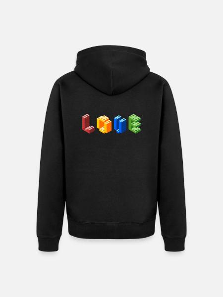 Building blocks Love - Unisex Premium Organic Zip Hoodie - black