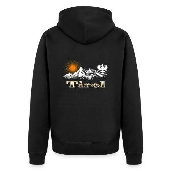 Tiroler Berge - Unisex Premium Bio Zip Hoodie - Schwarz - Hinten - Nico (187cm)