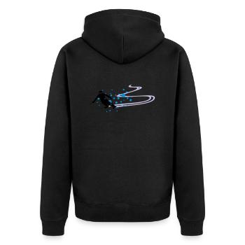 Sport - Skifahrer - Unisex Premium Bio Zip Hoodie - Schwarz - Hinten - Nico (187cm)