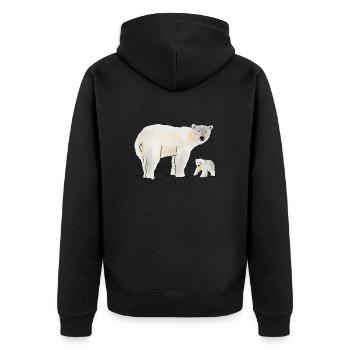 Polar bear with cub - Unisex Premium Organic Zip Hoodie - black - Back - Nico (187cm)