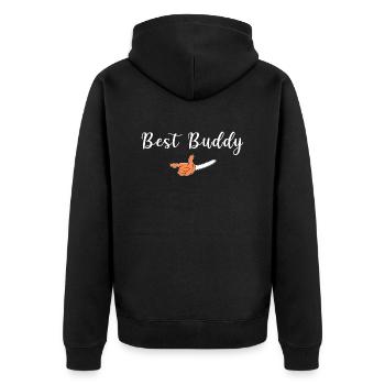 freundschaft bruder schwester best buddy rechts - Unisex Premium Bio Zip Hoodie - Schwarz - Hinten - Nico (187cm)