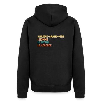 Arrière Grand-Père L'homme Le mythe La légende - Veste à capuche bio Premium Unisexe - noir - Dos - Nico (187cm)