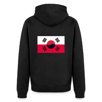Polen Korea - Unisex Premium Bio Zip Hoodie - Schwarz - Hinten - Nico (187cm)
