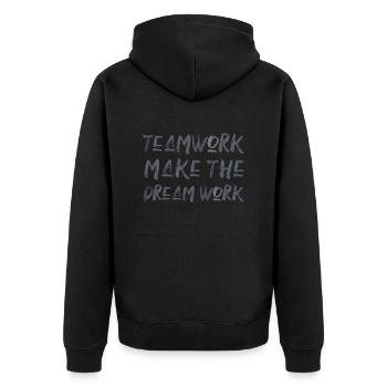 teamwork dream work team spirit team saying - Unisex Premium Organic Zip Hoodie - black - Back - Nico (187cm)