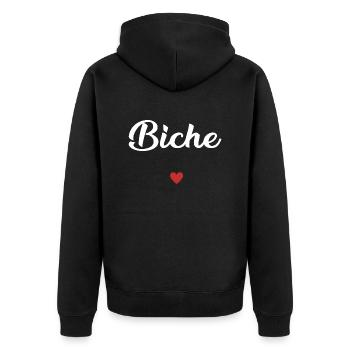 biche idée cadeau femme et homme - Veste à capuche bio Premium Unisexe - noir - Dos - Nico (187cm)